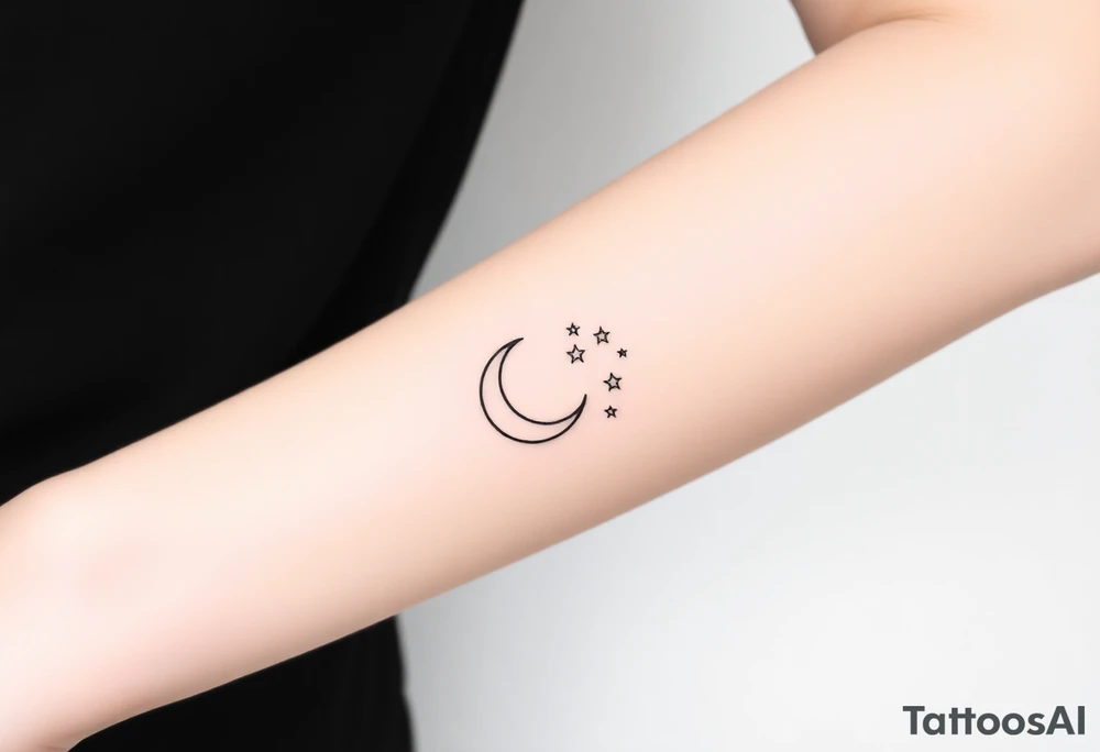 Moon and stars tattoo idea