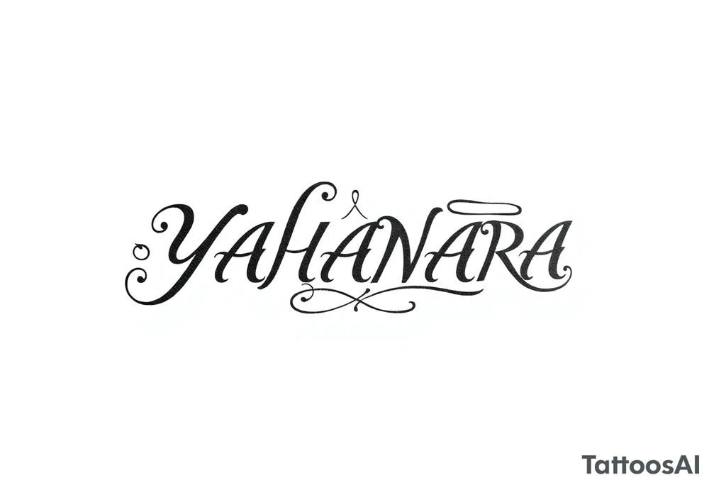 small tattoo of the Name YAHANARA tattoo idea