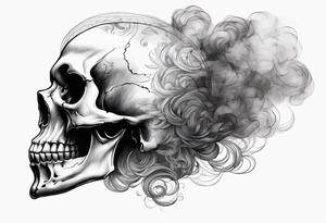 Skull from the side with smoke tattoo idea