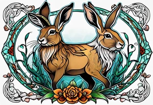 neo traditional jackelope tattoo idea