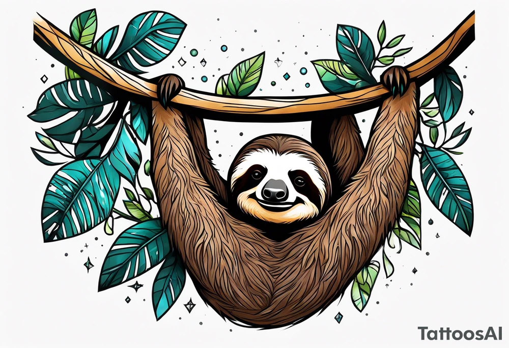 Hanging sloth tattoo idea