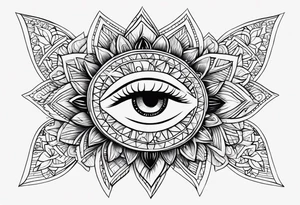 Traditional sun with feminine eyes and lips shading around edges tattoo idea