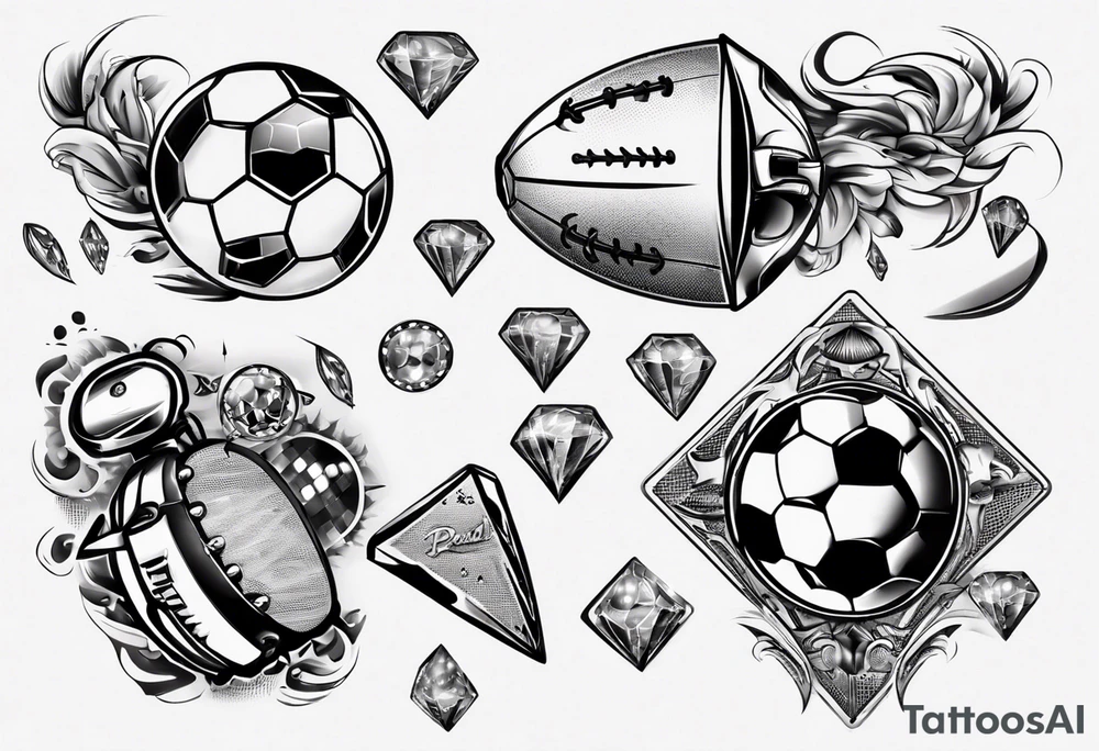 Dad drums diamonds pearls football sports tattoo idea