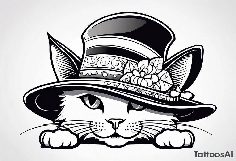a cat wear hat tattoo idea