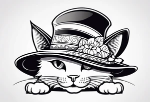 a cat wear hat tattoo idea