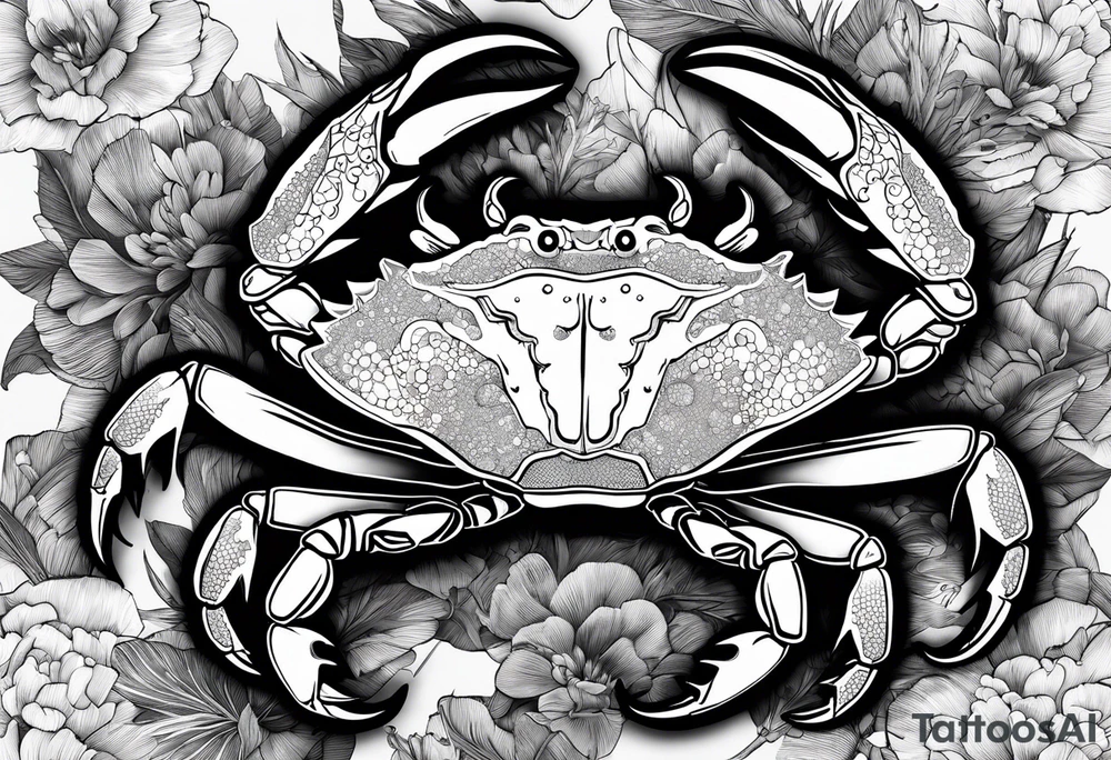 Crabs en blanco en negro con numero 69 tattoo idea