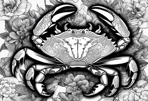 Crabs en blanco en negro con numero 69 tattoo idea