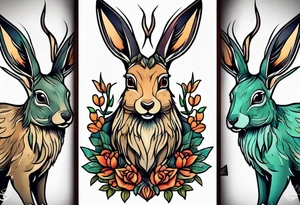 neo traditional jackelope tattoo idea