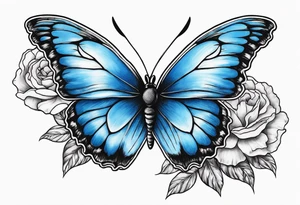 carnation blue butterfly moon tattoo idea