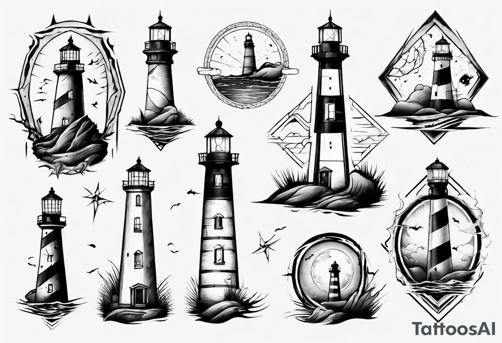 Rundown lighthouse spooky tattoo idea