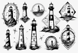 Rundown lighthouse spooky tattoo idea
