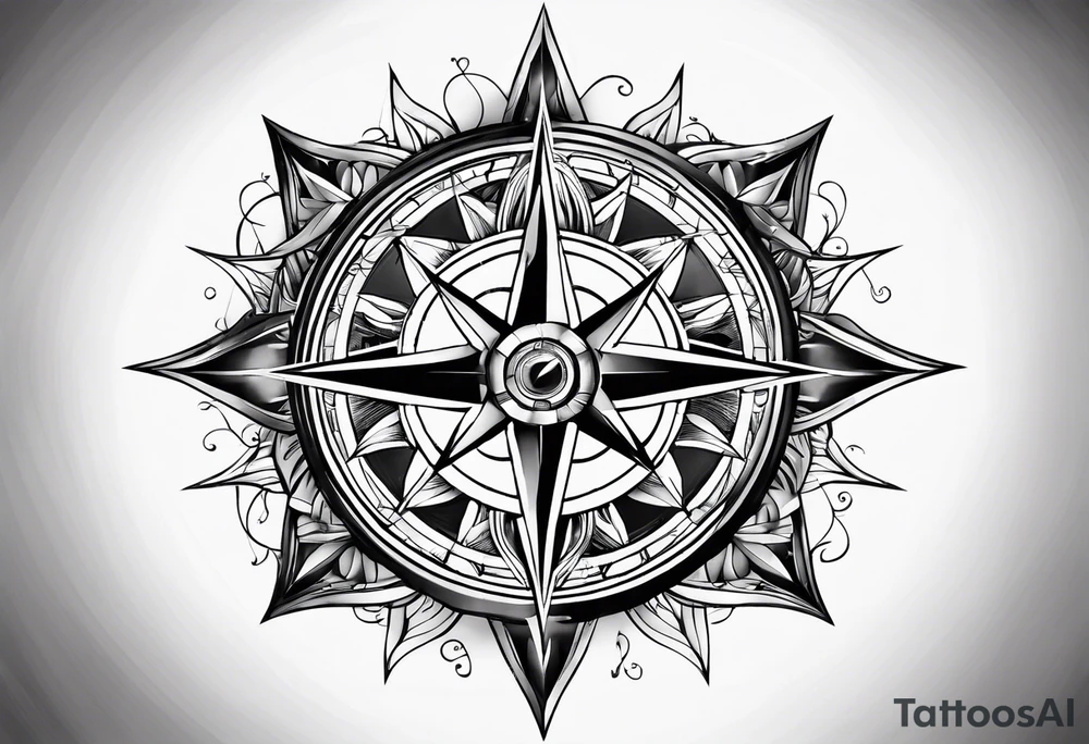Bisexual compass rose tattoo idea
