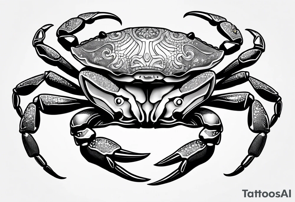Crabs en blanco en negro con numero 69 tattoo idea