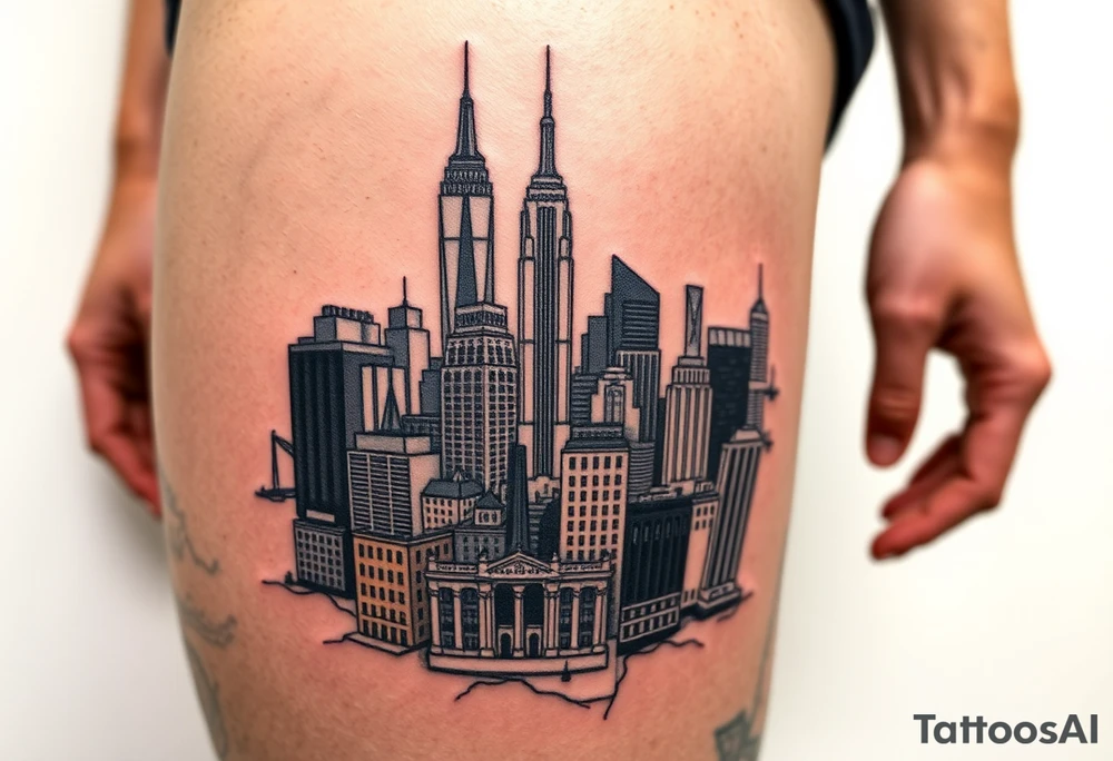 toxic new york city landscape tattoo idea