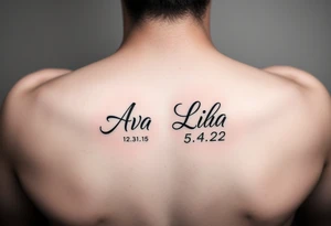powerful unique tattoo for a father.  Half sleeve.  Elbow to wrist.  With 2 daughters name Ava 12.31.15 and Lila 5.17.22 tattoo idea