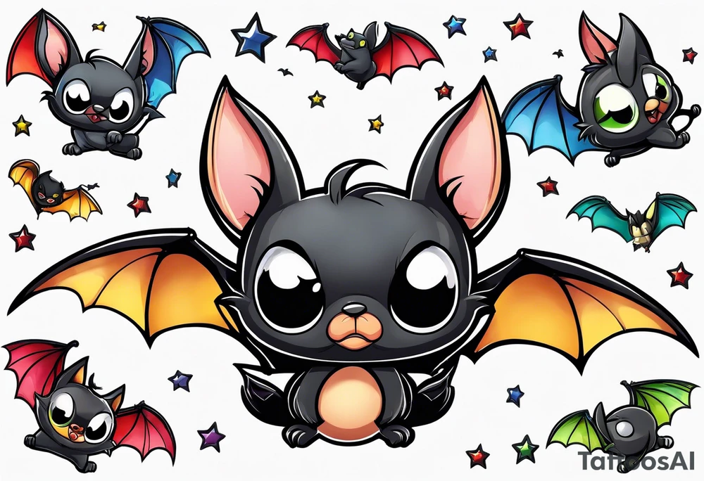 cartoon bat in style of disney, tattoo idea