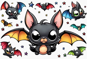 cartoon bat in style of disney, tattoo idea