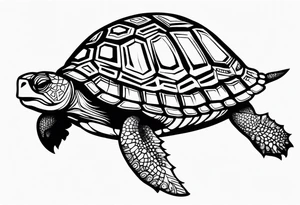 Turtle high on drugs, close up tattoo idea