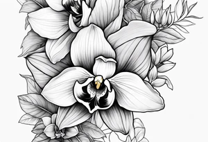 Orquídea olho de boneca e Bougainvillea tattoo idea