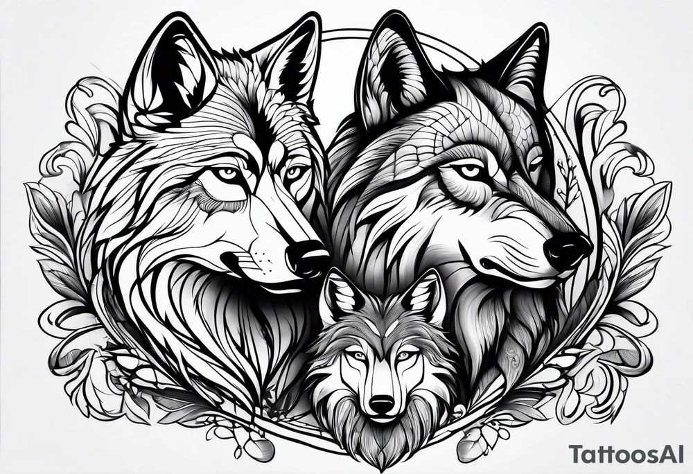 Wolf family of 5 tattoo idea
