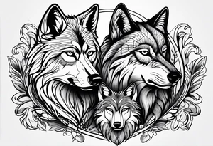 Wolf family of 5 tattoo idea
