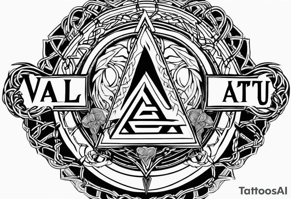 Valhalla sword shield dragon axe Valknut barbed wire chains tribal tattoo idea Valhalla sword shield dragon axe Valknut barbed wire chains tribal tattoo idea