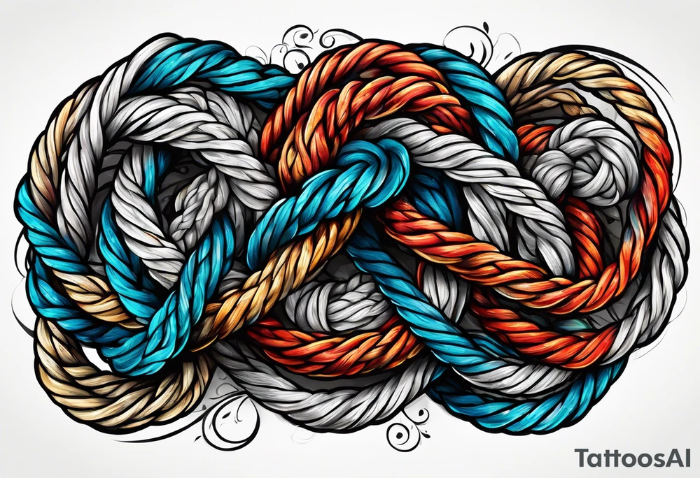 Rope knots twisting tattoo idea