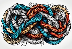 Rope knots twisting tattoo idea