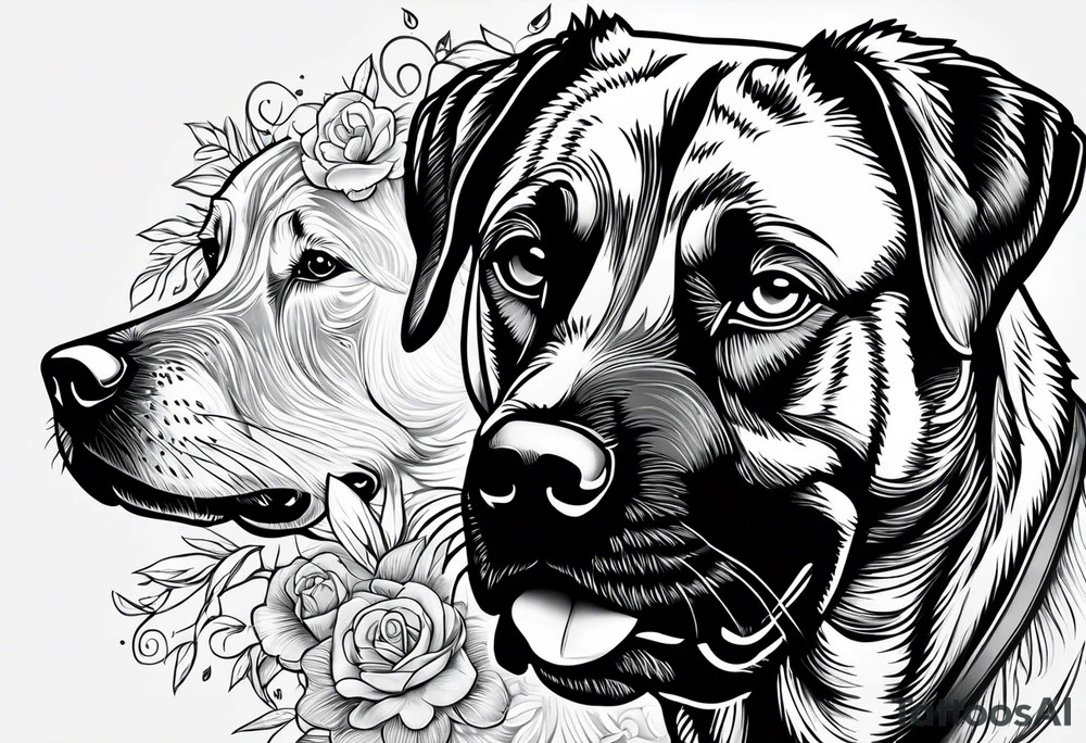 LABRADOR PLAYING WITH KIDS tattoo idea