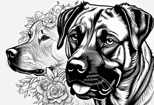 LABRADOR PLAYING WITH KIDS tattoo idea