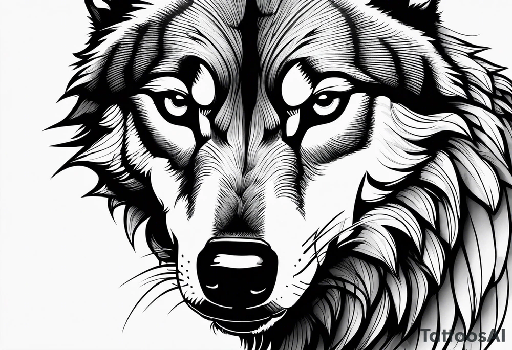 Wolf face tattoo idea
