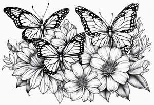 Butterflies with lilys, asters and morning glories tattoo idea