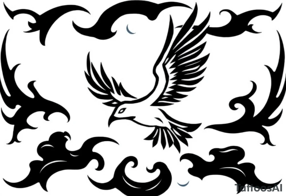 Birds flying in clouds tattoo idea