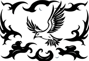 Birds flying in clouds tattoo idea