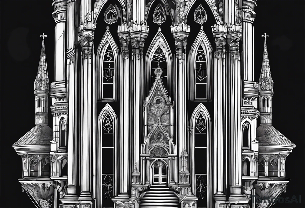 Eine Schnecke mit einem Häuschen das eine gothische Kathedrale ist dass ganze hypertealistisch tattoo idea