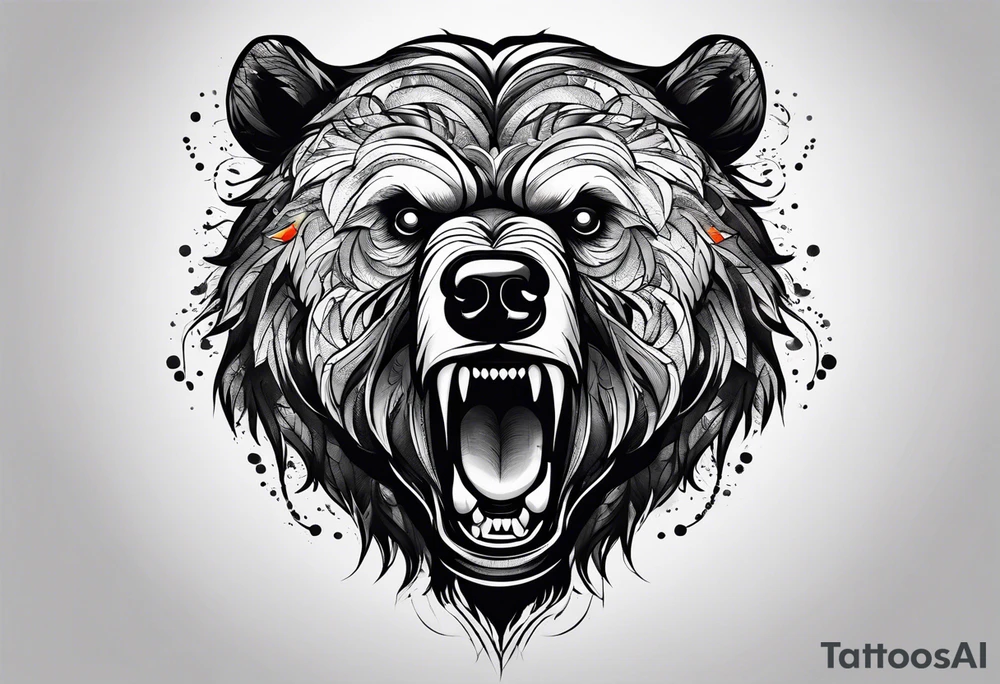 angry bear tattoo idea