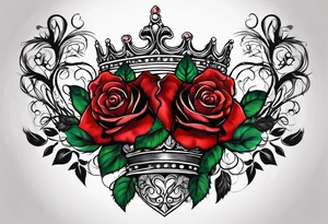 the red rose queen's crown with a heart tattoo idea