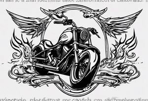 I want a detailed tattoo of a motorcycle surrounded by flames with the company name “Viking Customs” incorporated in the design tattoo idea