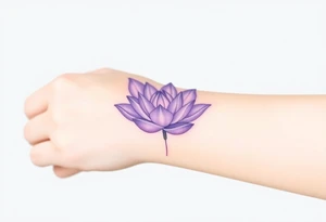 A soft purple water lily, with a subtle gradient of lavender to deep purple petals, symbolizing spiritual growth and a love that blooms over time tattoo idea