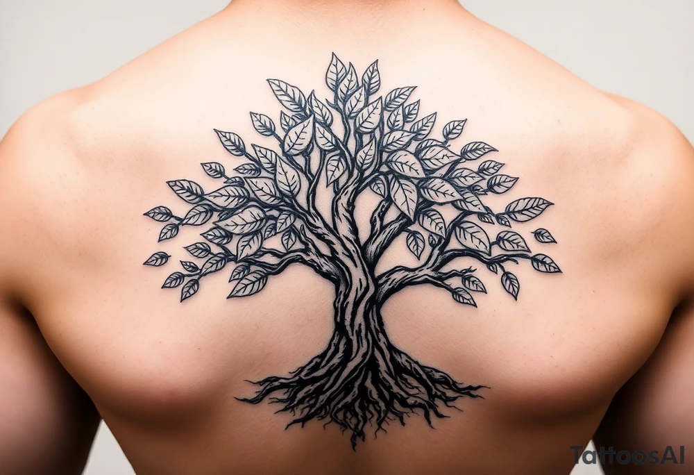 Tree of life some leaves with expansive roots 
Vintage looking Celtic feel tattoo idea