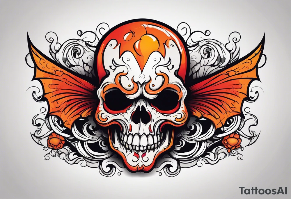 Ghost of skull that is red and orange tattoo idea
