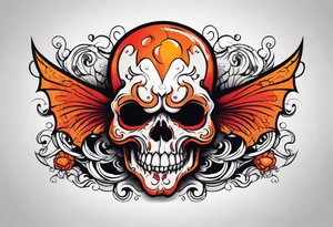 Ghost of skull that is red and orange tattoo idea