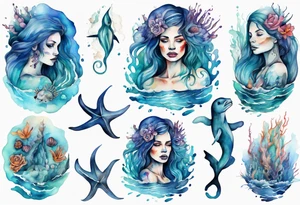 a woman made of the ocean tattoo idea