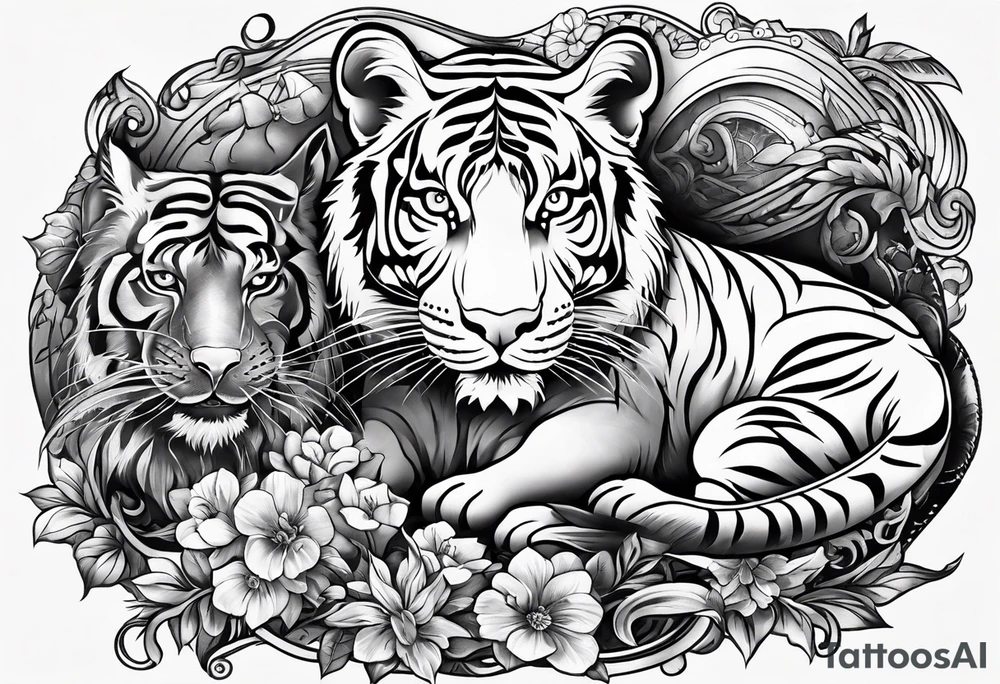 Shoulder tattoo with a Rat, pig, tiger, dog, snake tattoo idea