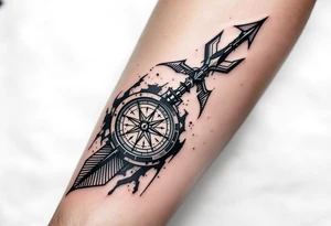Japanese arrow with compass tattoo idea