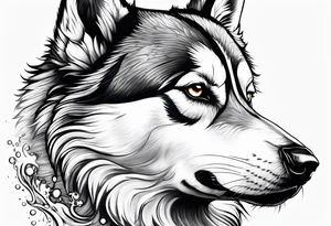 husky and water tattoo idea