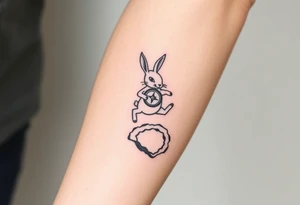 Rabbit with compass jumping down the rabbit hole. tattoo idea
