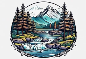 River below mountain tattoo idea