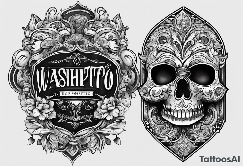 "Property of Washito" with a small, stylized lock and key. tattoo idea