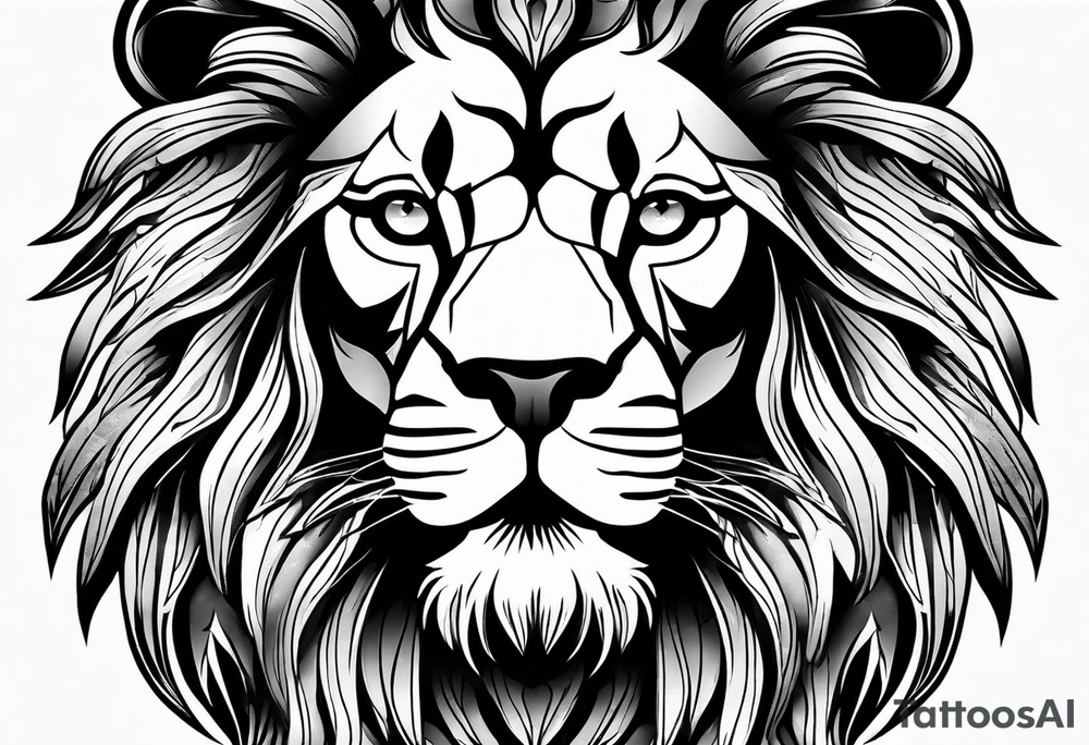 Africa continent lion face tattoo idea